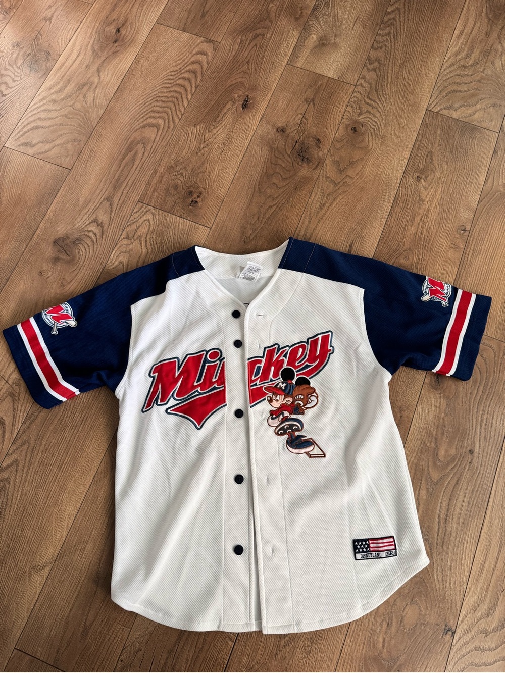 Disney White Navy Red Mickey Baseball Jersey for Kids